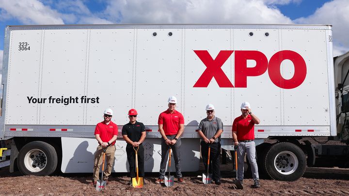 XPO Breaks Ground in Central FL XPO employees with shovels