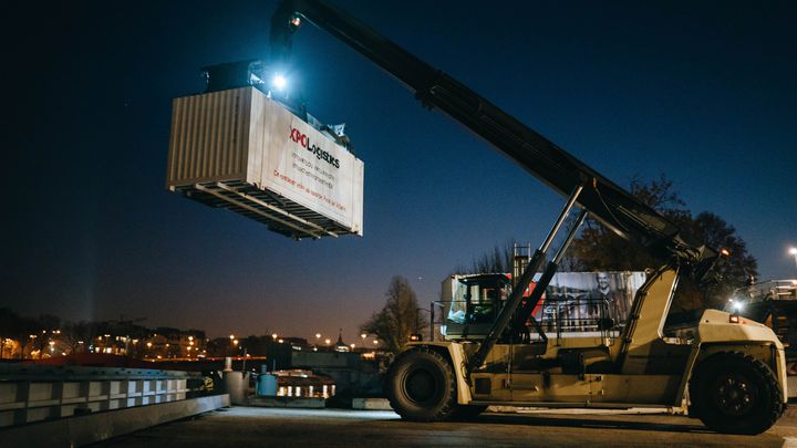 XPO ranked in Statista Le Point Container lifted by reach stacker