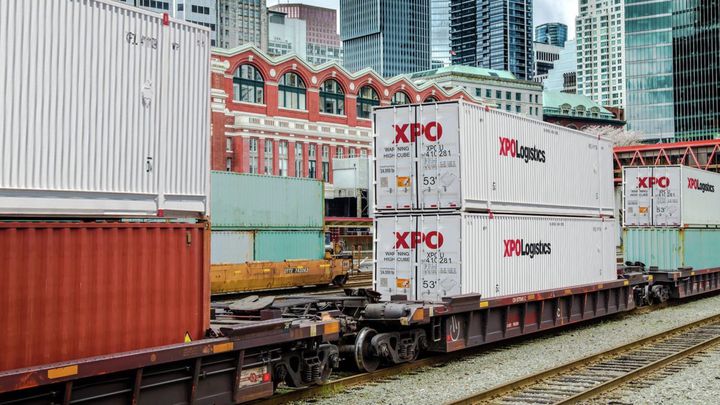 XPO and Baxter Healthcare being rail freight transport XPO and container on rails