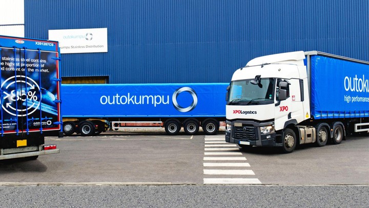 XPO and Outokumpu XPO and Outokumpu branded trucks